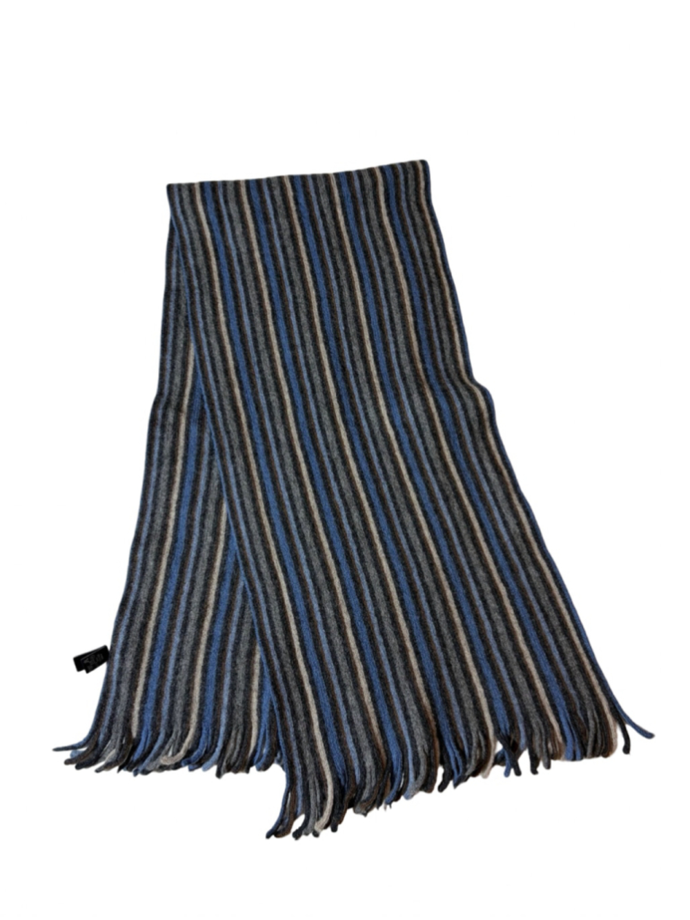 Altea Milano 100% Virgin Wool Striped Fringe Scarf Made in Italy Unisex